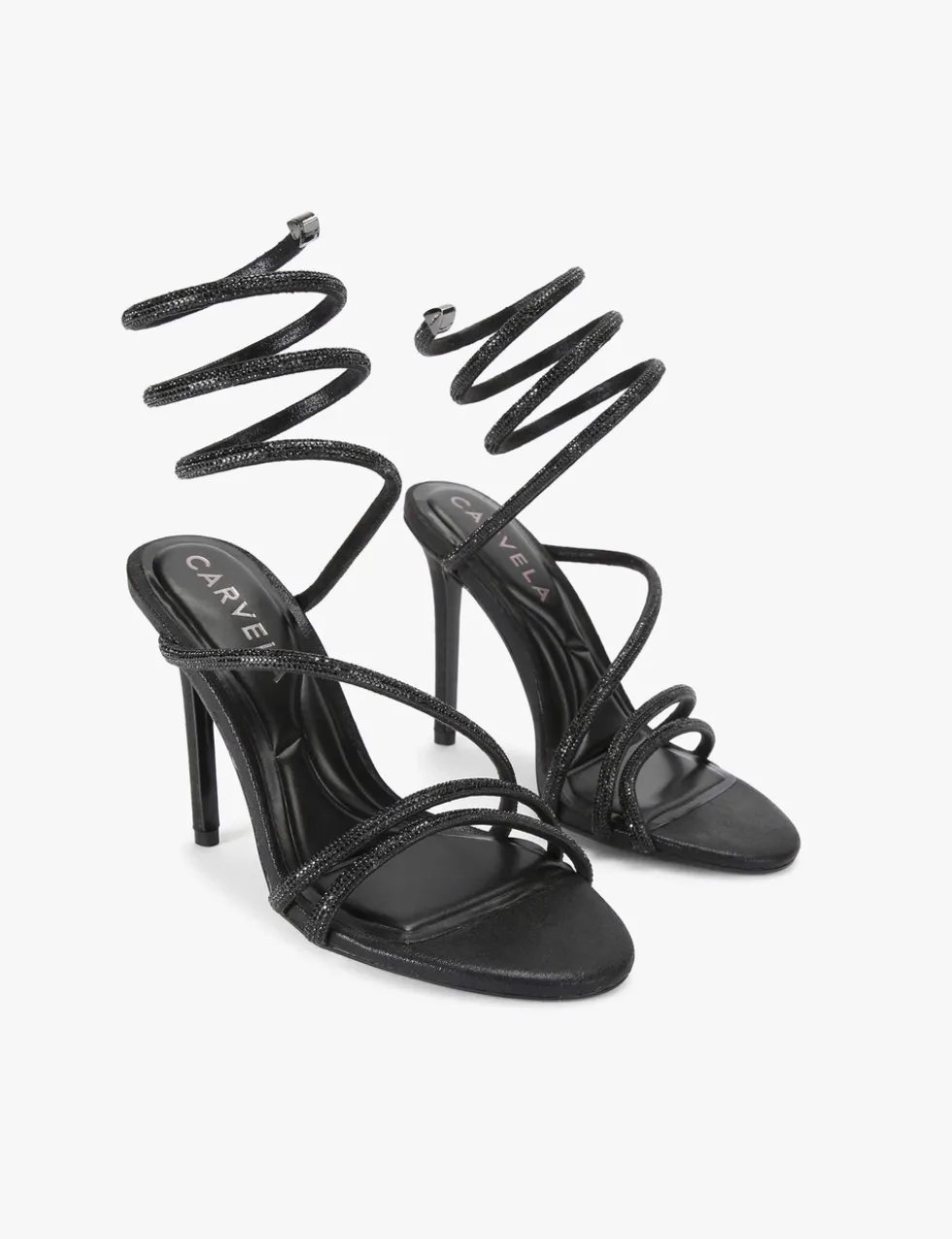 Metallic Sparkle Strappy Stiletto Heel Sandals