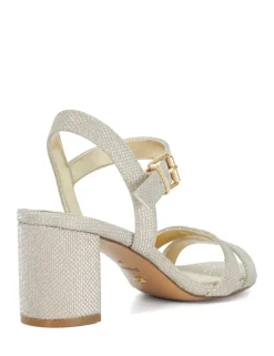 Metallic Strappy Block Heel Sandals