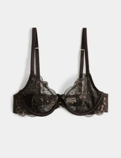 Mia Leopard Embroidery Wired Balcony Bra (A-E)