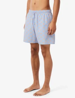 Mid Length Crocodile Print Swim Trunks