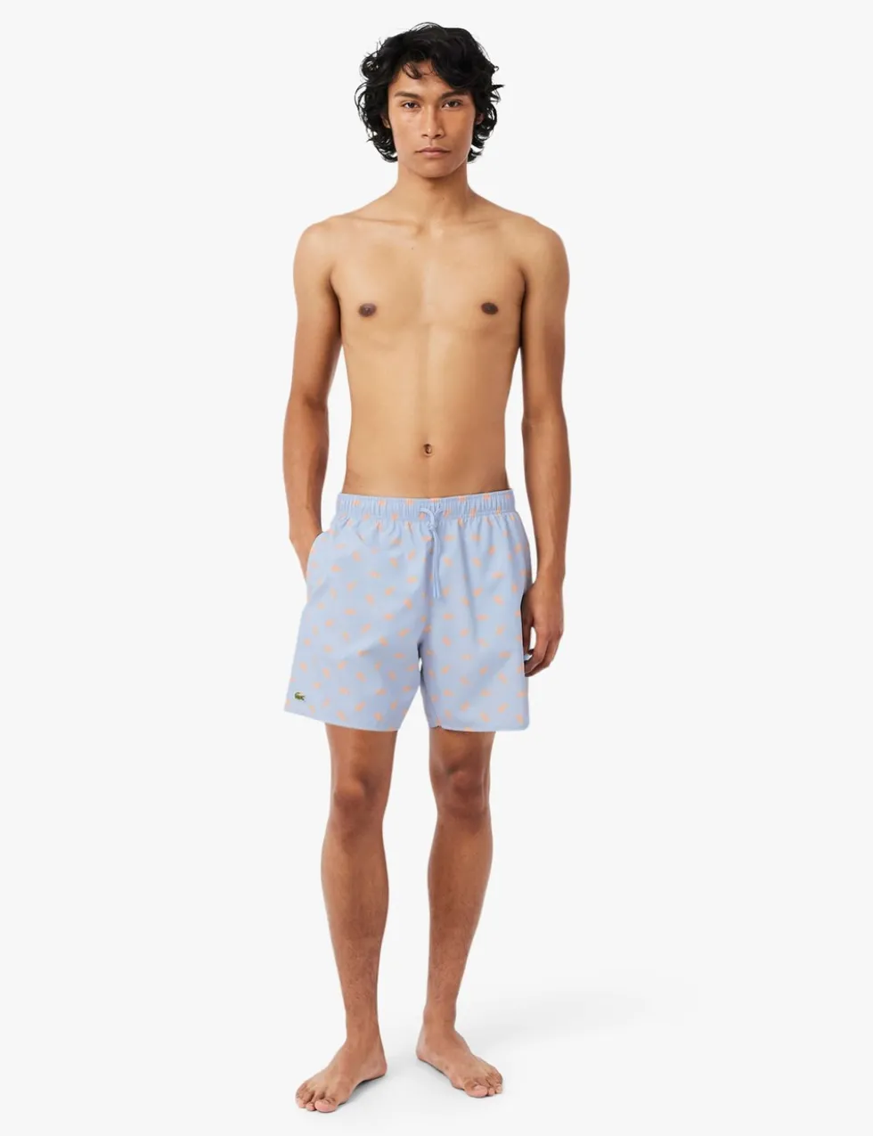 Mid Length Crocodile Print Swim Trunks