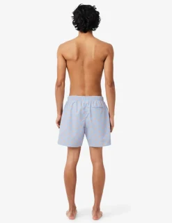 Mid Length Crocodile Print Swim Trunks