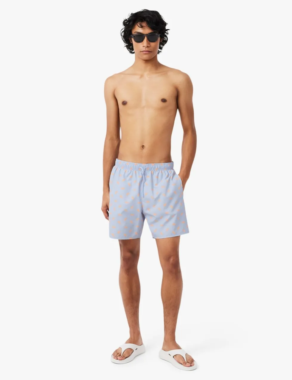 Mid Length Crocodile Print Swim Trunks