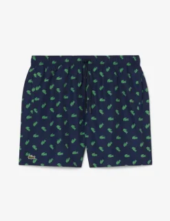 Mid Length Crocodile Print Swim Trunks