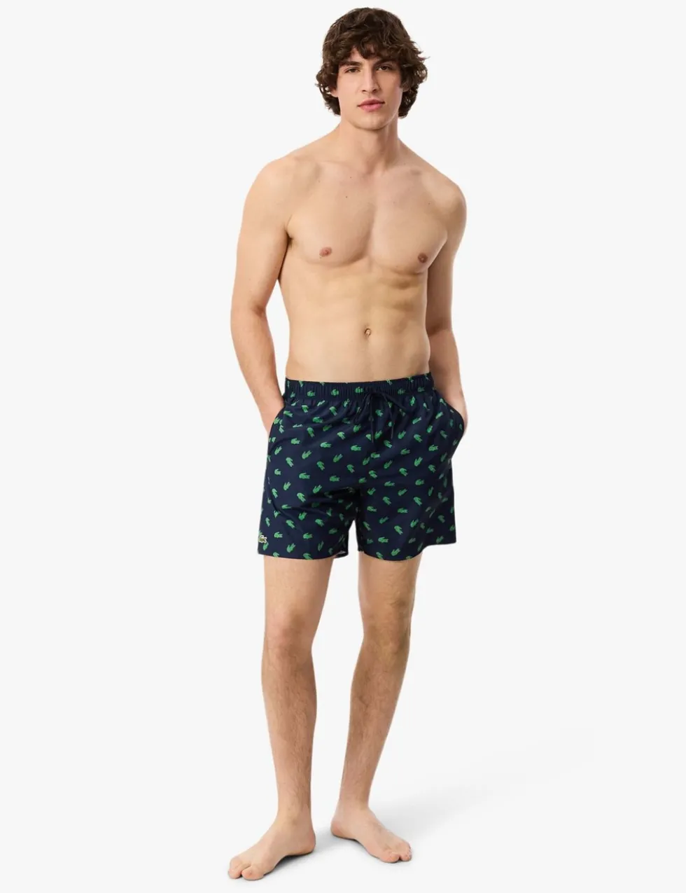 Mid Length Crocodile Print Swim Trunks