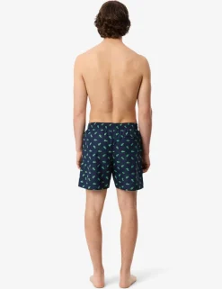 Mid Length Crocodile Print Swim Trunks