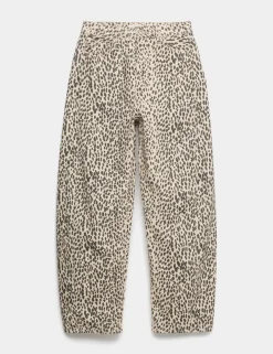 Mid Rise Animal Barrel Jeans