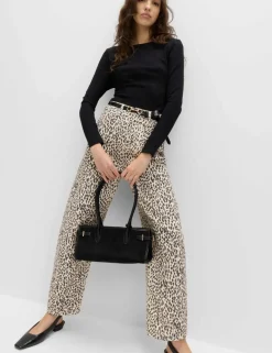 Mid Rise Animal Barrel Jeans