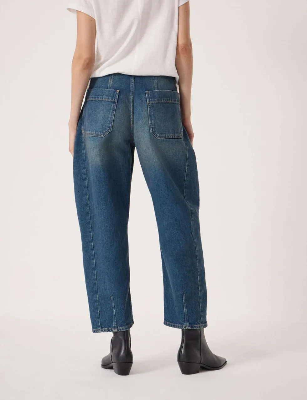 Mid Rise Barrel Ankle Grazer Jeans