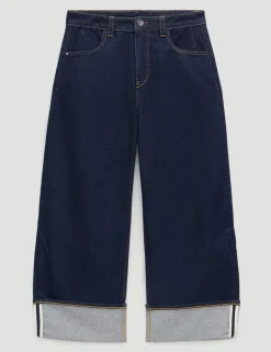 Mid Rise Barrel Leg Turn Up Jeans
