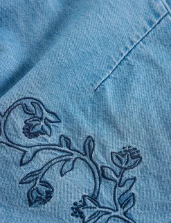 Mid Rise Embroidered Barrel Jeans