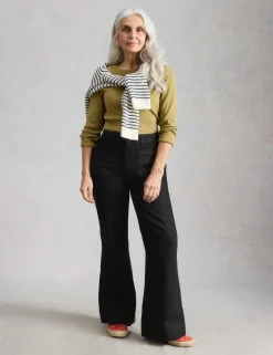 Mid Rise Flared Wide Leg Jeans