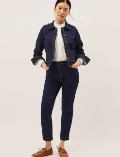 Mid Rise Skinny Straight Leg Cropped Jeans