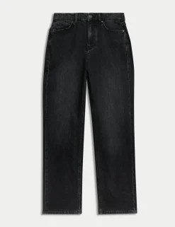 Mid Rise Straight Leg Ankle Grazer Jeans