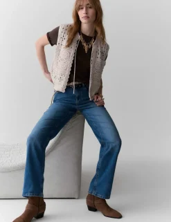 Mid Rise Straight Leg Ankle Grazer Jeans