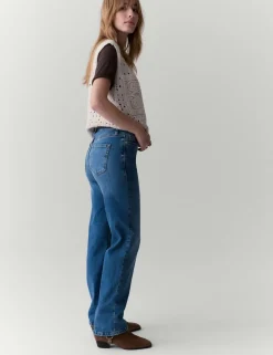 Mid Rise Straight Leg Ankle Grazer Jeans