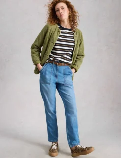 Mid Rise Straight Leg Ankle Grazer Jeans