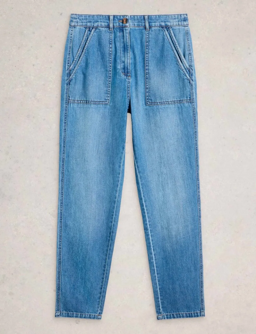 Mid Rise Straight Leg Ankle Grazer Jeans