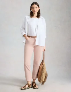 Mid Rise Straight Leg Cropped Jeans
