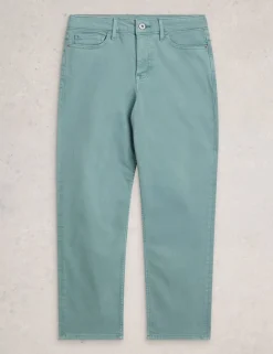 Mid Rise Straight Leg Cropped Jeans