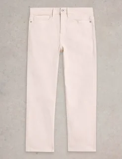 Mid Rise Straight Leg Cropped Jeans