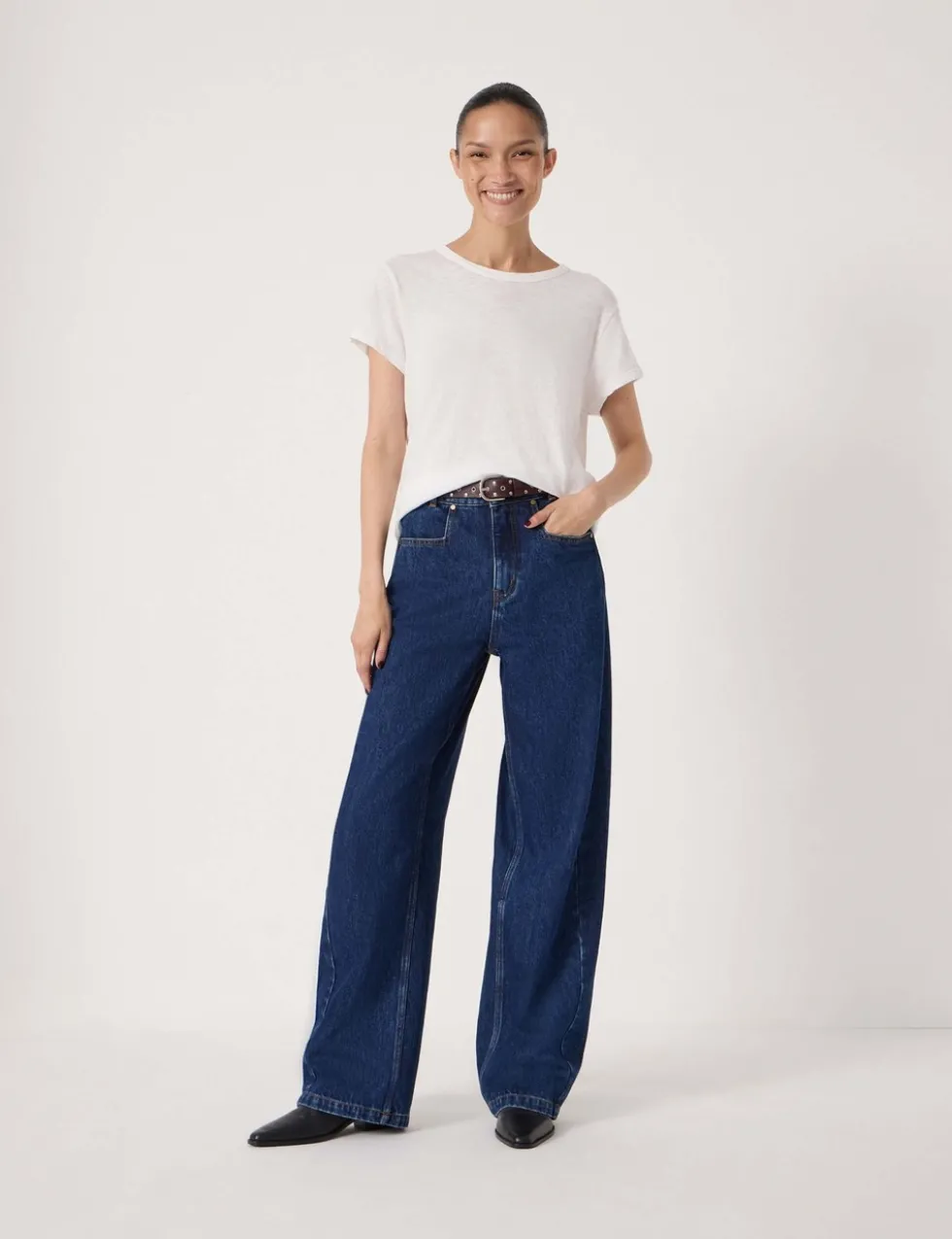 Mid Rise Straight Leg Jeans