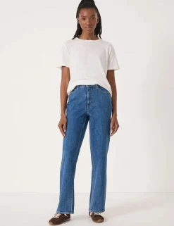 Mid Rise Straight Leg Jeans