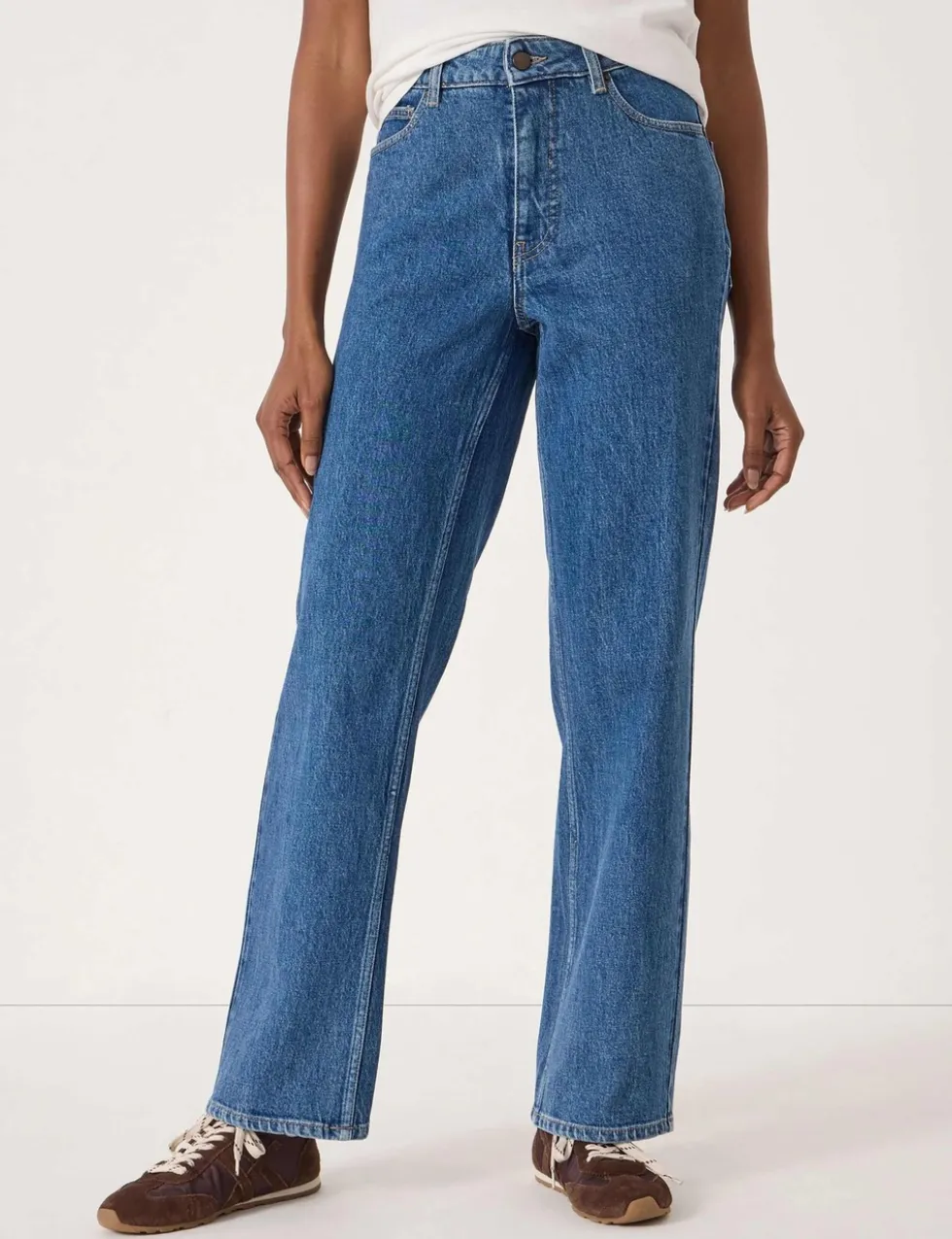 Mid Rise Straight Leg Jeans