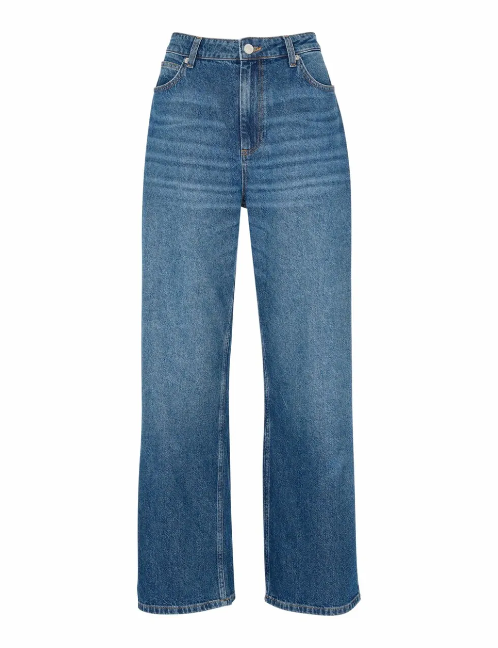 Mid Rise Straight Leg Jeans