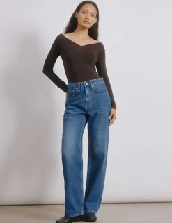 Mid Rise Straight Leg Jeans