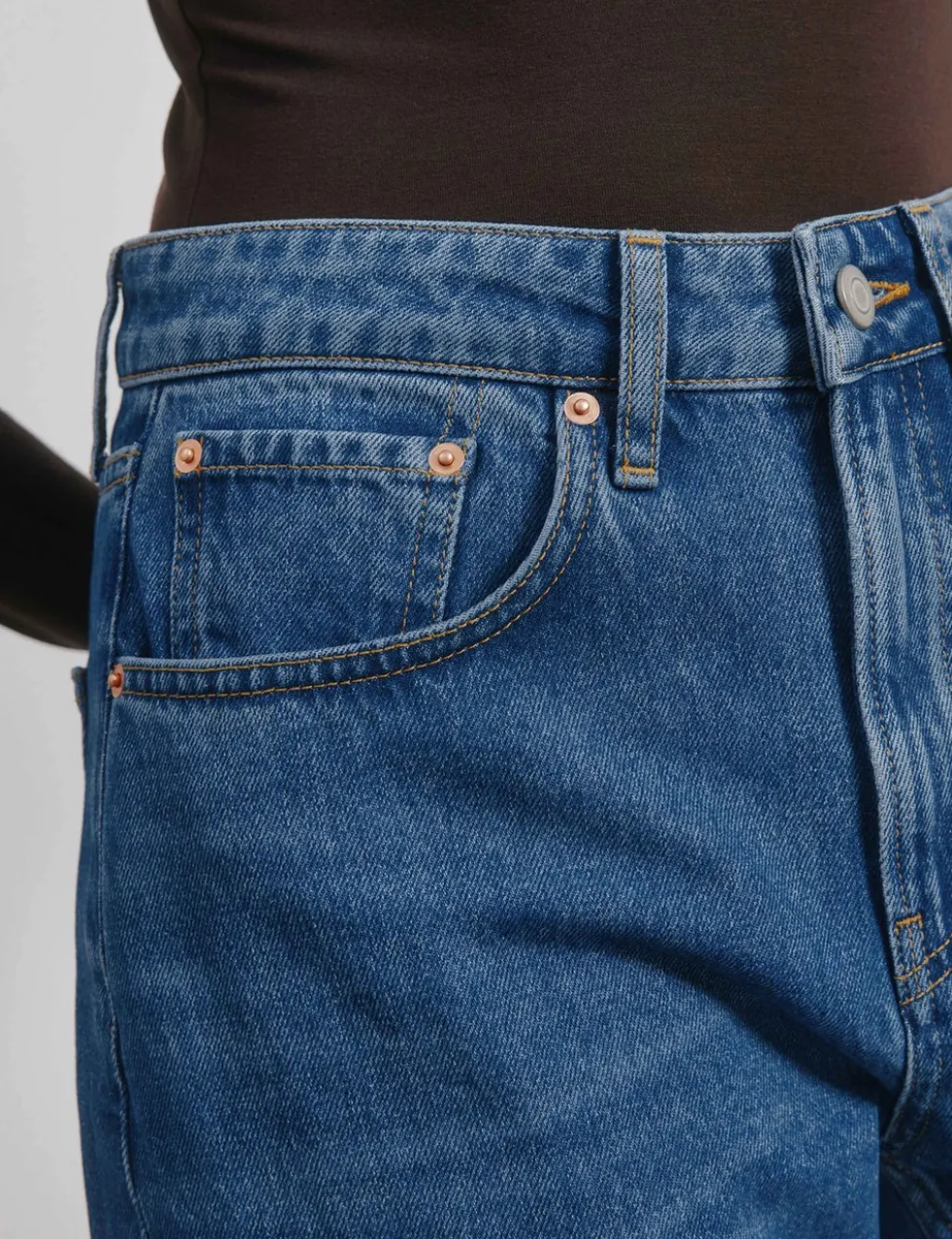 Mid Rise Straight Leg Jeans