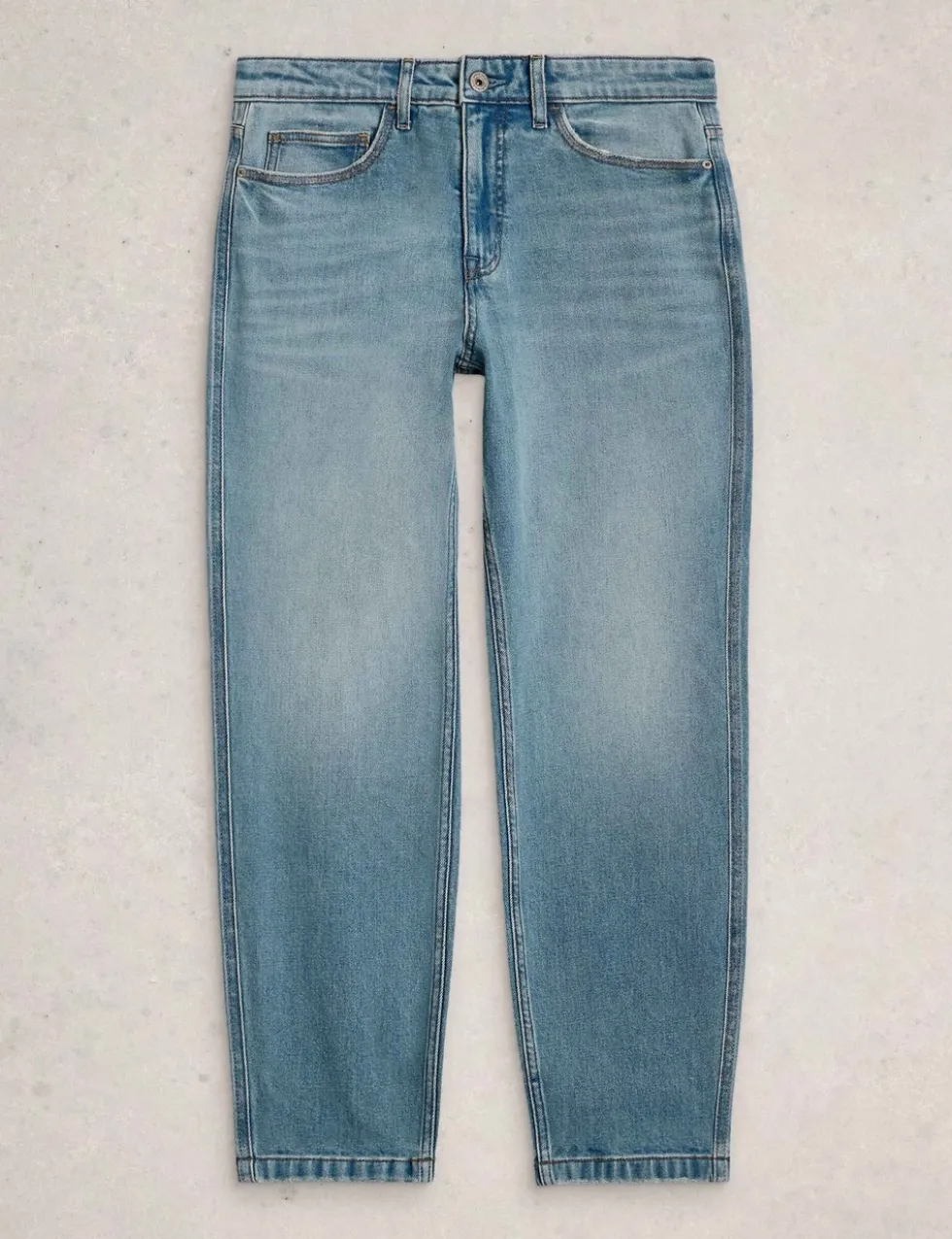 Mid Rise Straight Leg Jeans