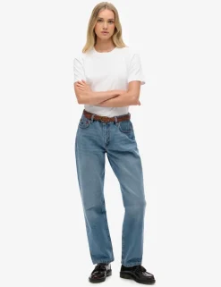 Mid Rise Straight Leg Jeans