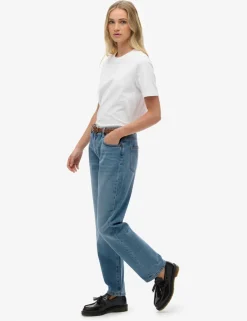 Mid Rise Straight Leg Jeans