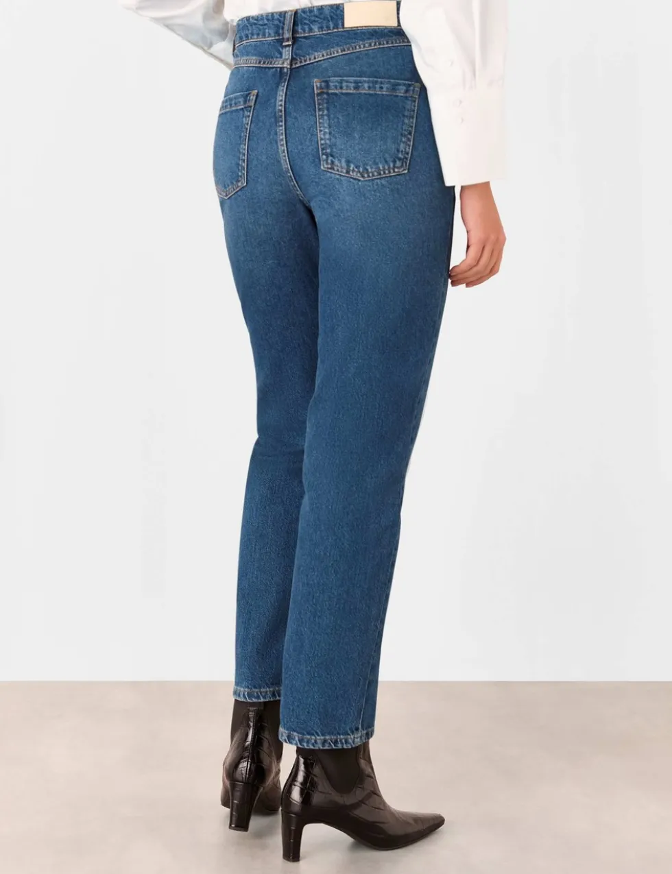 Mid Rise Straight Leg Jeans