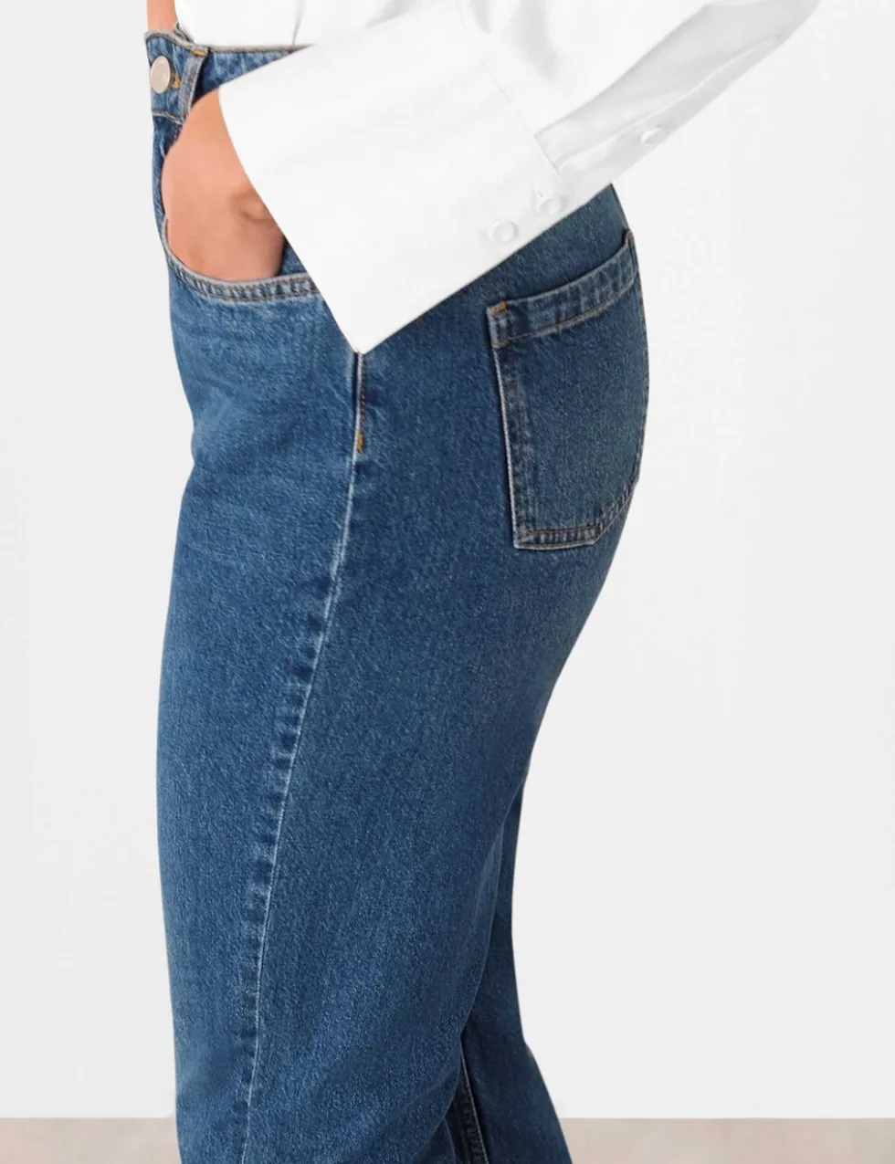 Mid Rise Straight Leg Jeans