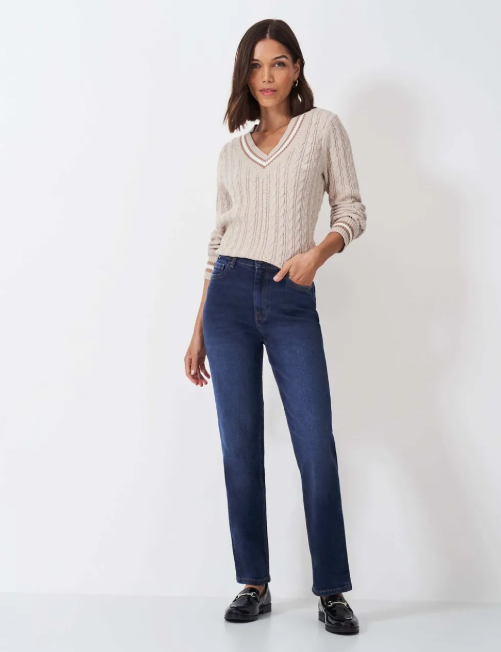 Mid Rise Straight Leg Jeans