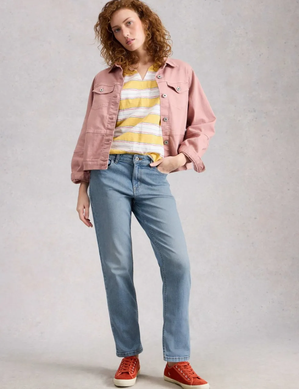 Mid Rise Straight Leg Jeans
