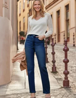 Mid Rise Straight Leg Jeans