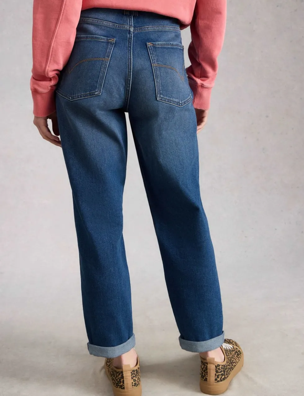 Mid Rise Straight Leg Jeans