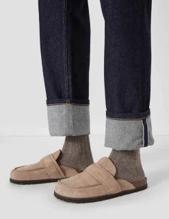 Mid Rise Straight Leg Turn Up Jeans