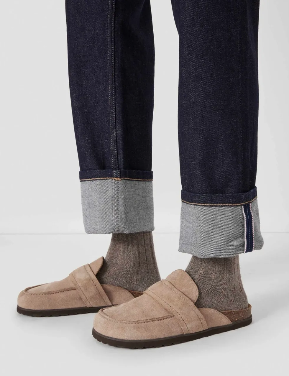Mid Rise Straight Leg Turn Up Jeans