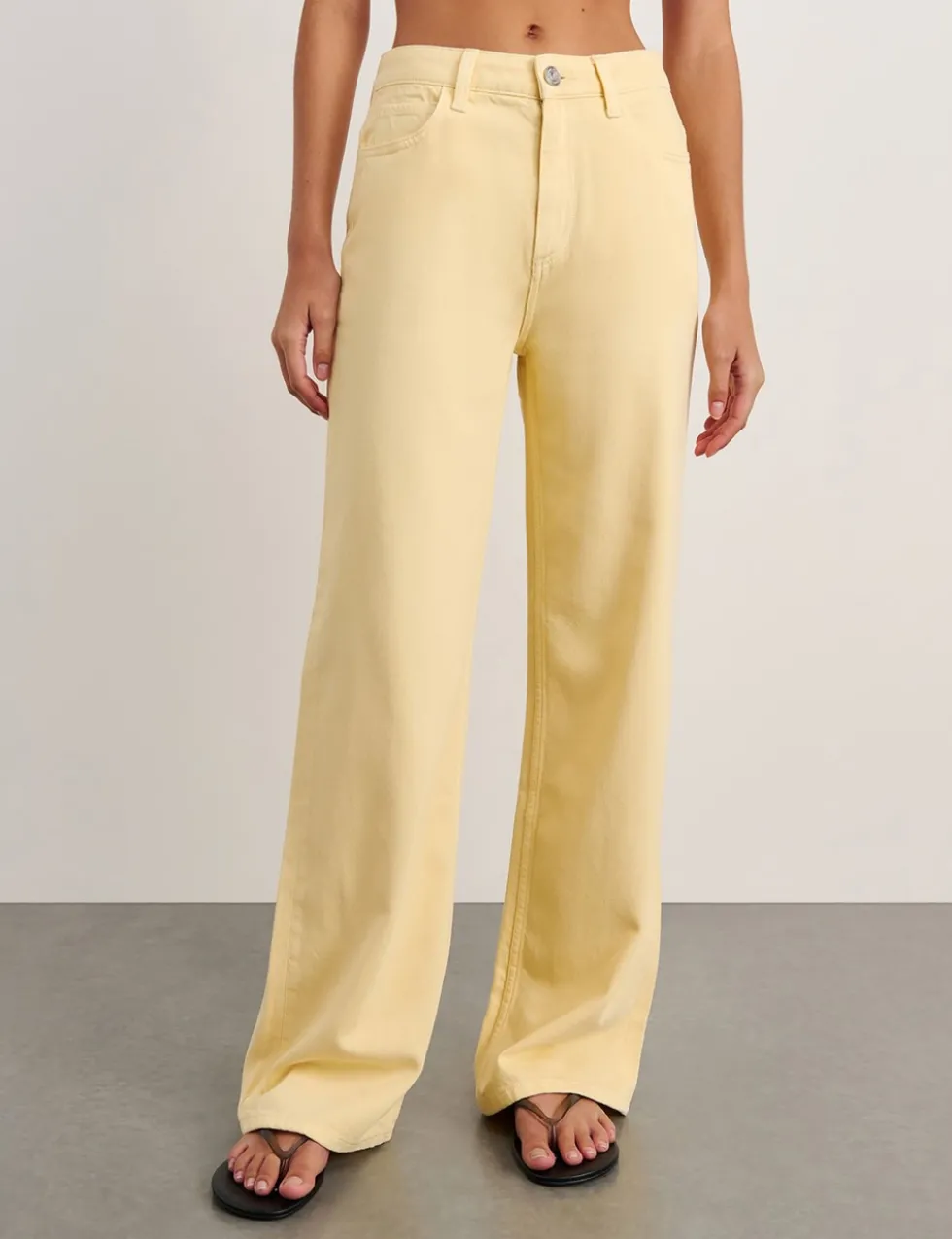 Mid Rise Straight Wide Leg Jeans