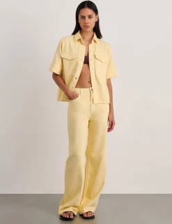 Mid Rise Straight Wide Leg Jeans