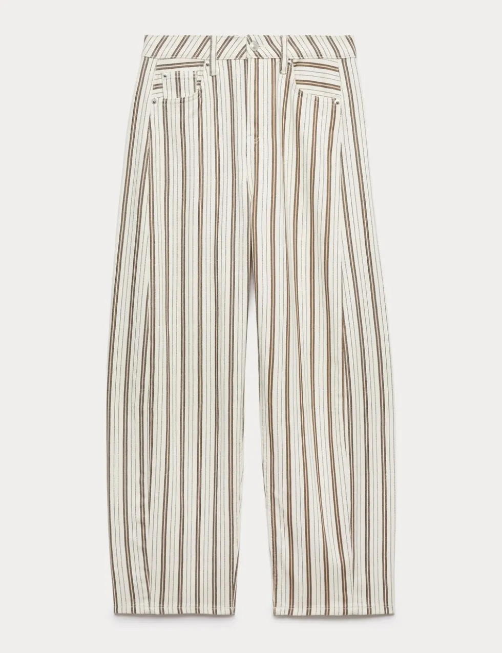 Mid Rise Striped Barrel Jeans