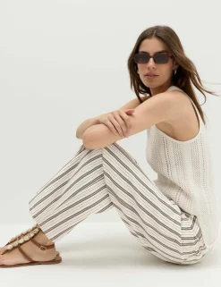 Mid Rise Striped Barrel Jeans