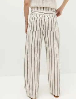 Mid Rise Striped Barrel Jeans