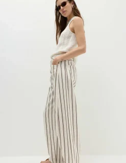 Mid Rise Striped Barrel Jeans