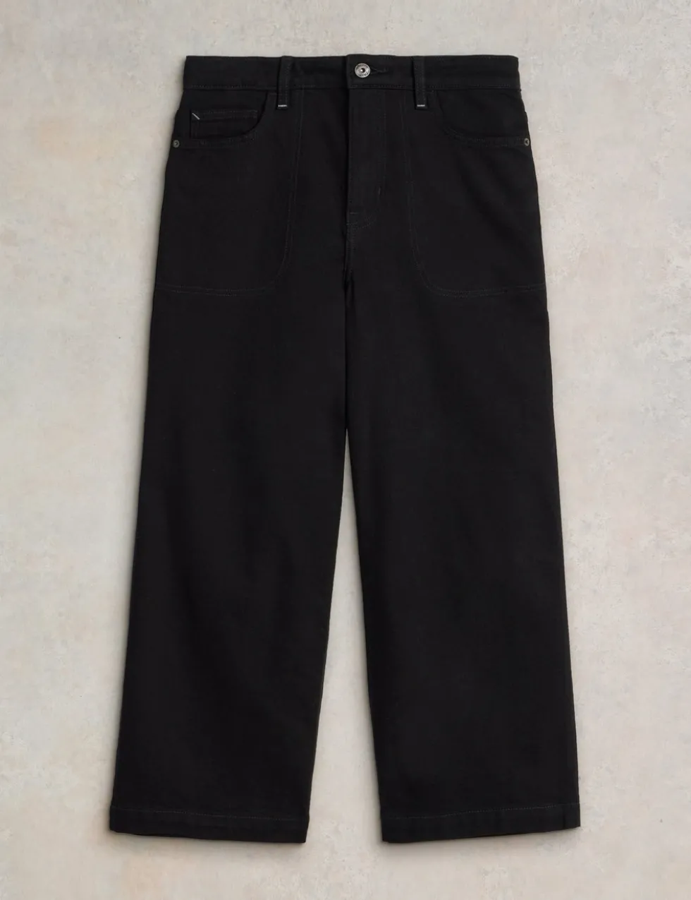 Mid Rise Wide Leg Cropped Jeans