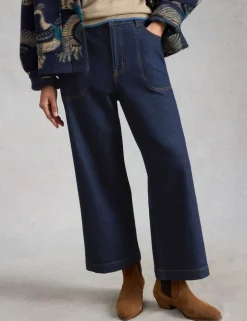 Mid Rise Wide Leg Cropped Jeans